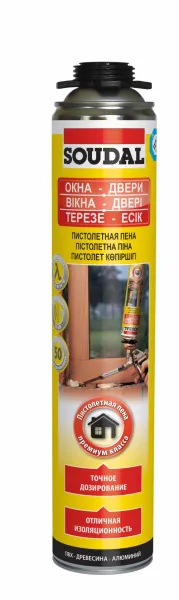 Soudal Желтая пистолетная пена 50 12х750мл (113986)
