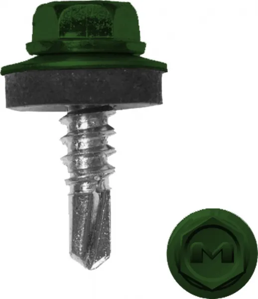 Саморез по металлу Daxmer 5,5х19 RAL 6002 (250) сверло №3