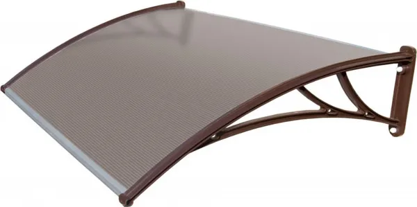 Козырек Krovent из поликарбоната 1500х930х280 бронзовый (коричневый кронштейн)