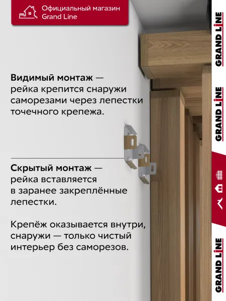 Комплект универсальных точечных креплений для кубообразной рейки Grand Line Ш30 Медовое дерево 28шт