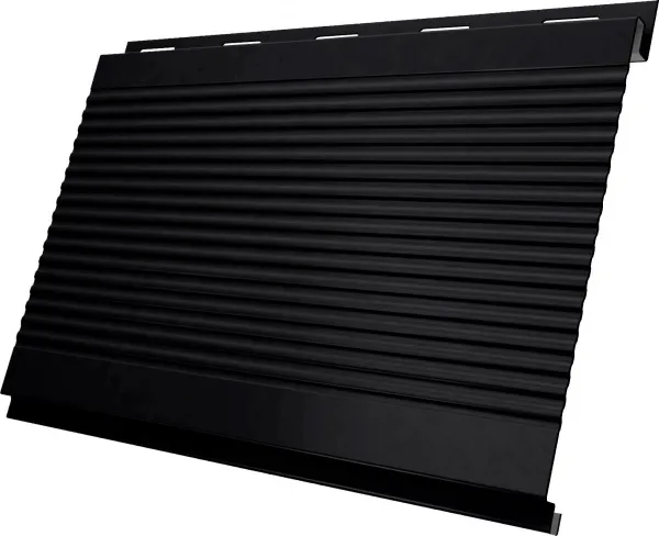 Сайдинг металлический Вертикаль гофр Grand Line 0,5 Drap ТХ с пленкой RAL 9005 черный
