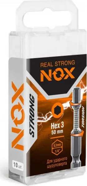 Бита торсионная Nox Strong Нex3х50мм E6,3 10 штук бокс (338350)