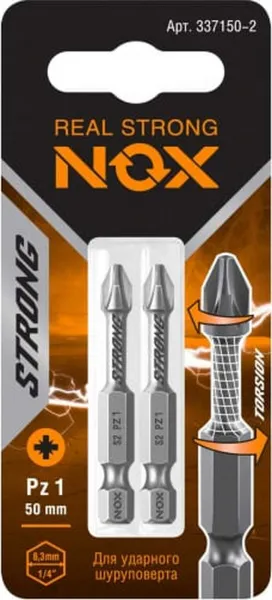 Бита торсионная Nox Strong Pz1х50мм E6,3 2 штуки карта (337150-2)