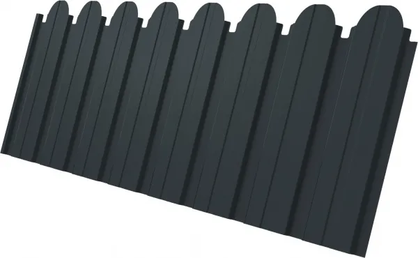 Профнастил С10В фигурный Grand Line 0,5 GreenCoat Pural БТ матовый RR2H3 (RAL 7016 антрацитово-серый)