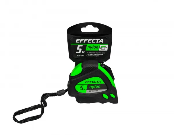 Рулетка Effecta Nylon 5м с магнитом, 2 фиксатора (580525)