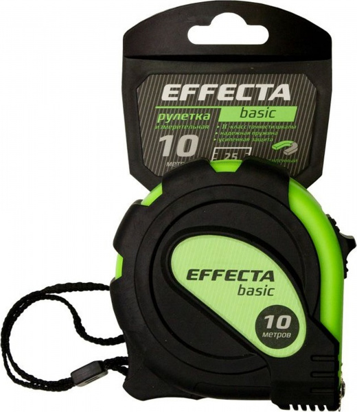 Рулетка Effecta Basic 10м с магнитом, 3 фиксатора