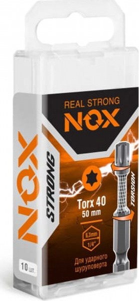 Бита торсионная Nox Strong TX40х50мм E6,3 10 штук бокс (339405)