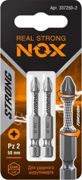 Бита торсионная Nox Strong Pz2х50мм E6,3 2 штуки карта (337250-2)