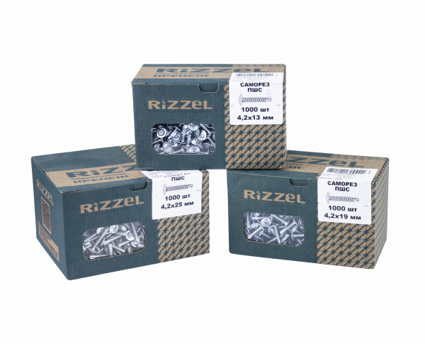 Саморез ПШС Rizzel 4,2х38 (500шт) шлиц PH2, цинк